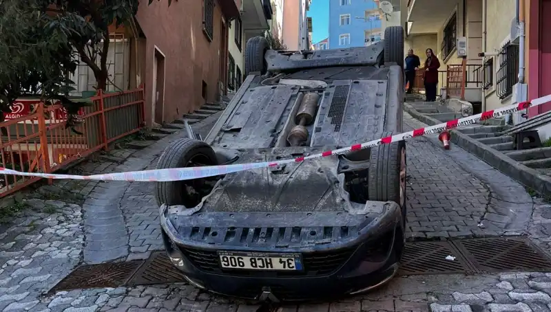 El Freni Çekilmeyen Otomobilin Takla Atma Korku Dolu Anları