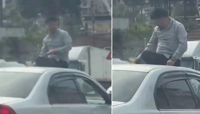 Trafikte Şaşırtan Görüntü: Otomobil Üzerinde Dolaşan Gençler Olay Oldu